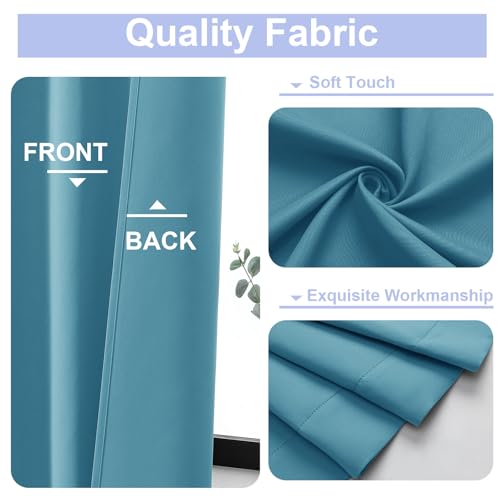 Ava Turquoise Short 36 Inches Blackout Curtain 2 Panels Set (Turquoise / 40"W x 36"L (Pack of 2))