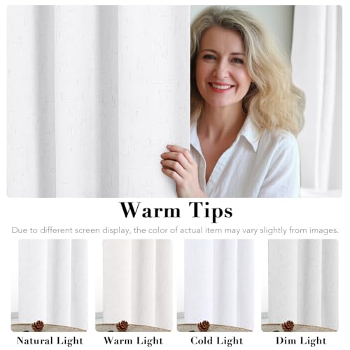 100% Blackout Linen Curtains 54" L 2 Panels White (White / 52"W x 54"L (Pack of 2))