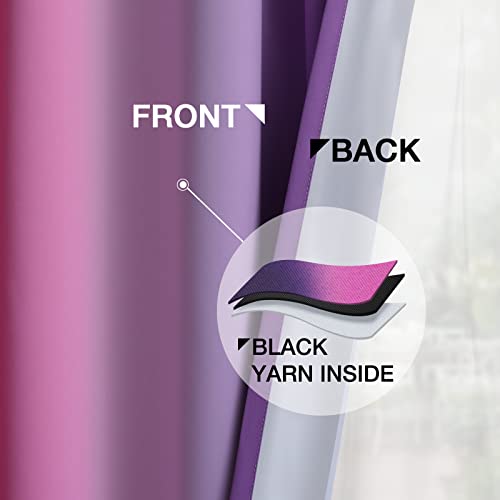 Ombre Pink and Purple Curtains for Bedroom (52"W x 72"L (Pack of 2) / Pink and Purple)
