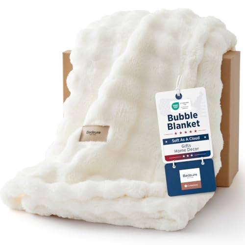 Cloud Bubble Fleece Twin Blanket for Bed (01 Off White / Twin (60" X 80"))