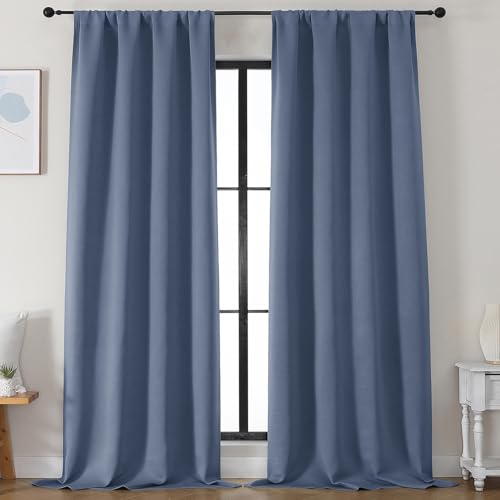 Denim Blackout Curtains for Bedroom 96 Inches Long 2 Panels (Denim / 50"W x 96"L (Pack of 2))