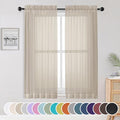 Sheer Curtains 63 inch Length 2 Panels Set (Taupe / 42"W x 63"L (Pack of 2))