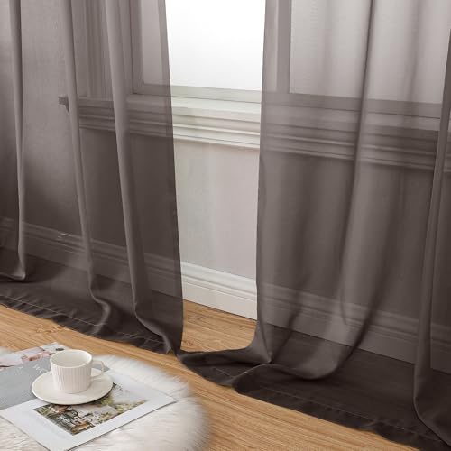 Chocolate Sheer Curtains 45 Inches Long 2 Panels (42"W x 45"L (Pack of 2) / Chocolate)