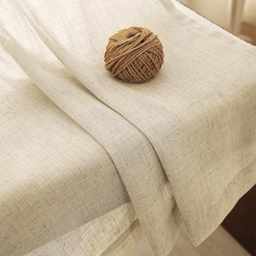 Faux Linen Beige Curtains 102 inches Long for Living Room Rustic Farmhouse Linen Drapes Semi Sheer Burlap Textured Canvas Cloth Curtain Panels Set of 2 Kahki Tan Colored (Linen / 52"W x 102"L (Pack of 2))