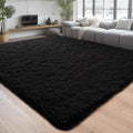 Soft Area Rugs for Bedroom Living Room Plush Fluffy Rug 6x9 (Black / 6' x 9' (Rectangular))