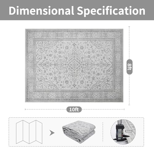 8x10 Boho Washable Area Rugs for Living Room (8' x 10' (Rectangular) / Gray-white-black)