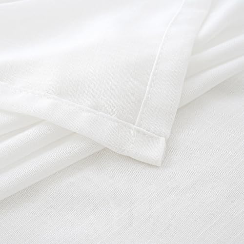 White Linen Curtains 102 Inches Long for Living Room (White / 52"W x 102"L (Pack of 2))