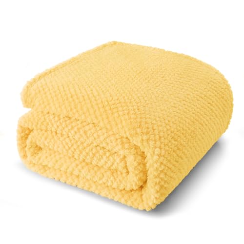 Soft Fleece Twin Size Bed Blanket (Yellow / Twin(60x80 In))