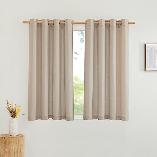 Linen Kitchen Window Curtains Over Sink (Taupe / 55"W x 54"L (Pack of 2))