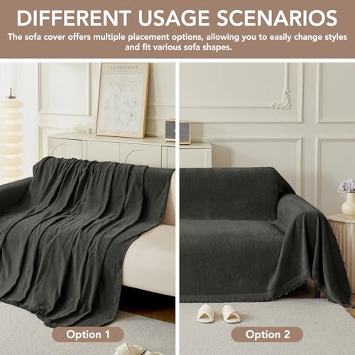 Couch Cover for Sofa (Charcoal Grey / 91*134 inch)