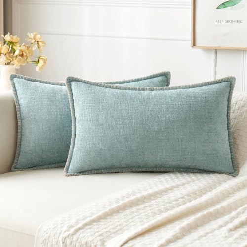 Decorative Lumbar Throw Pillow Covers 12x20 Inch Aqua Haze 2 Pack (Aqua Haze / 20" x 12" (Pack of 2))