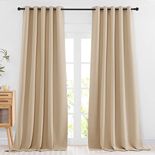 Room Darkening Curtains & Drapes for Room Divider (Biscotti Beige / 66"W x 102"L (Pack of 2))