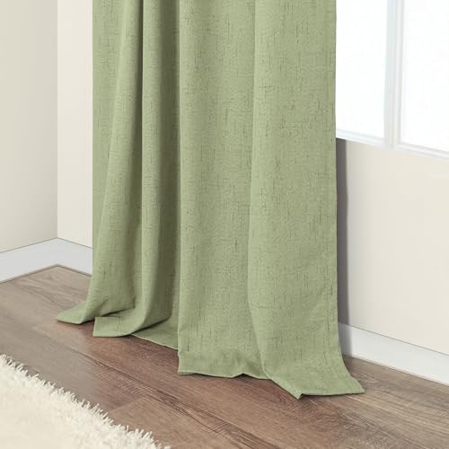 Light Sage Blackout Curtains for Bedroom Aesthetic 54 Inch Long 2 Panel Thermal Insulated Darkening Vintage Curtains for Small Window Short Length Classroom Playroom Linen Look Cottage Core Sage Green (Sage Green / 52"W x 54"L (Pack of 2))