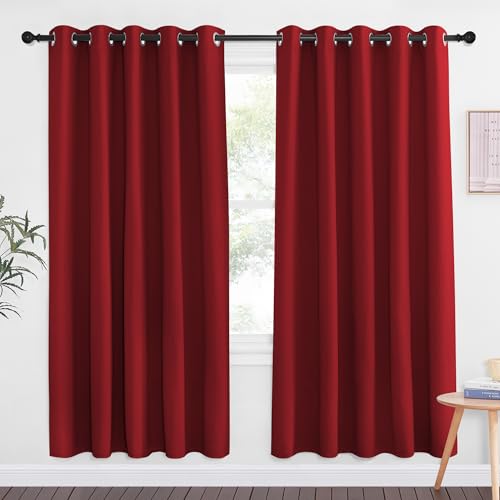 Burgundy Red Blackout Curtains for Bedroom 72 Inches Long (Burgundy Red / 66"W x 72"L (Pack of 1))