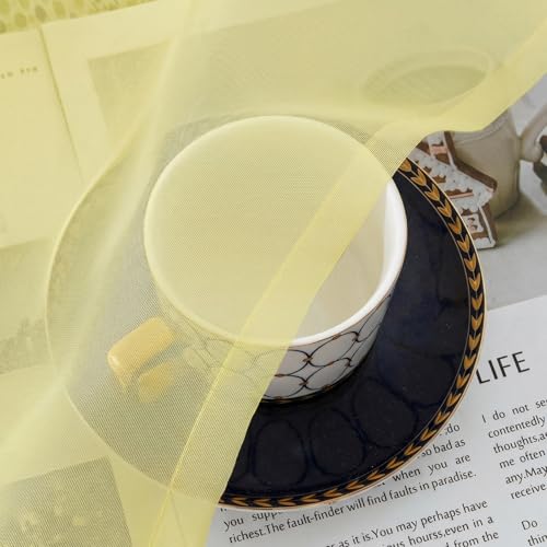 Light Yellow Sheer Curtains 63 Inch Length 2 Panels for Bedroom (Light Yellow / 42"W x 63"L (Pack of 2))