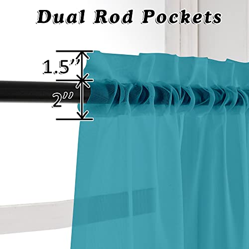 Turquoise Sheer Curtains 45 Inches Long 2 Panels (Turquoise / 42"W x 45"L (Pack of 2))
