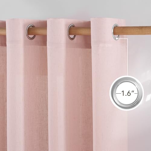 Linen Light Pink Sheer Curtains for Girls Room (Light Pink / 55"W x 84"L (Pack of 2))