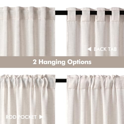 Natural Linen White Kitchen Curtain 30 Inch Long 2 Panels Farmhouse (26"W x 30"L (Pack of 2) / Natural Linen White)
