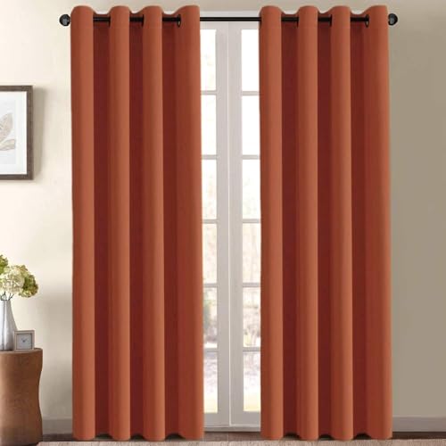 Ultra Soft Blackout Curtains for Bedroom 84 Inches Thermal Insulated Window Curtain for Living Room (52"W x 84"L (Pack of 1) / Orange)