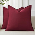 Fall Burgundy Linen Throw Pillow Covers 22x22 Set of 2 (Burgundy / 22" x 22" (Pack of 2))