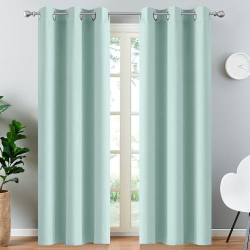 Blackout Curtains 38x90 inch Aqua Thermal Drapes (Aqua / 38"W x 90"L (Pack of 2))