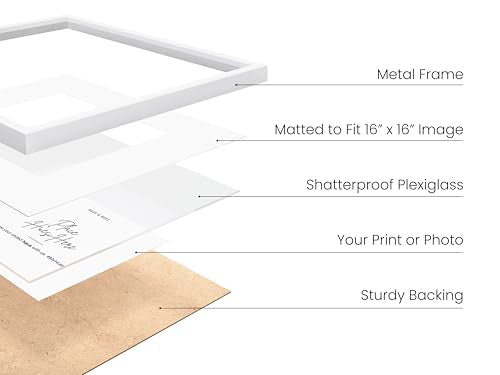 20x20 White Metal Picture Frames Matted to 16x16 (Set of 25 / White Metal / 20x20 in)