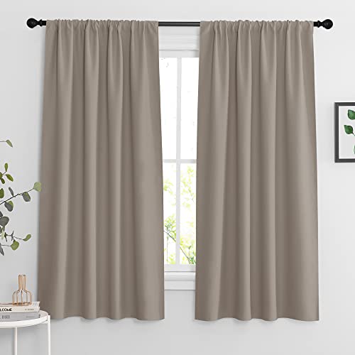 Blackout Curtains for Bedroom Living Room Nursery 63 inches Long (Sand / 34"W x 63"L (Pack of 2))