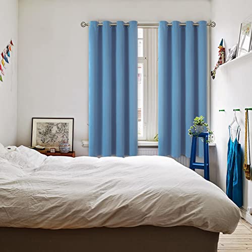 Blackout Curtains for Bedroom (Faded Denim / 52"W x 72"L (Pack of 2))
