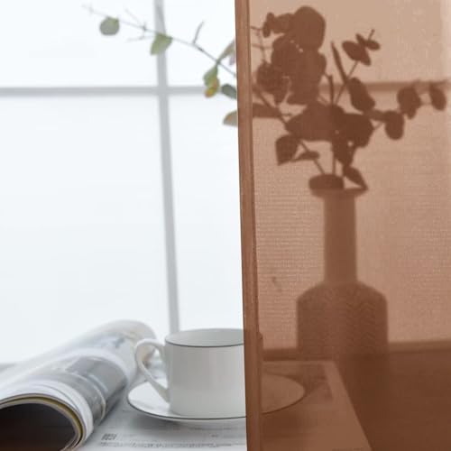 Brown Sheer Curtains 4 Panels Rod Pocket Semi (Brown / 52"W x 84"L (Pack of 4))