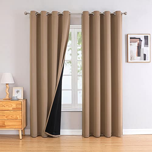 100% Blackout Curtains for Bedroom 84 Inches Long 2 Panels Set (52"W x 84"L (Pack of 2) / Cappuccino)