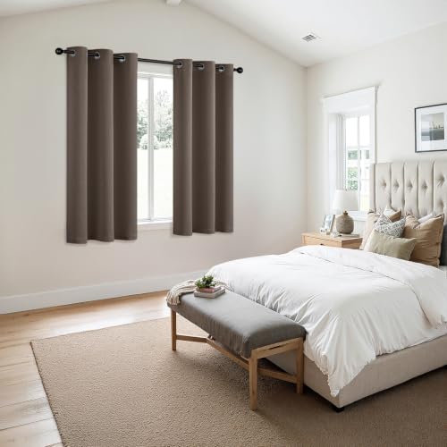 Blackout Curtains for Bedroom 2 Panels 40 x 45 Inch Long Tan Brown (Tan Brown / 40"W x 45"L (Pack of 2))