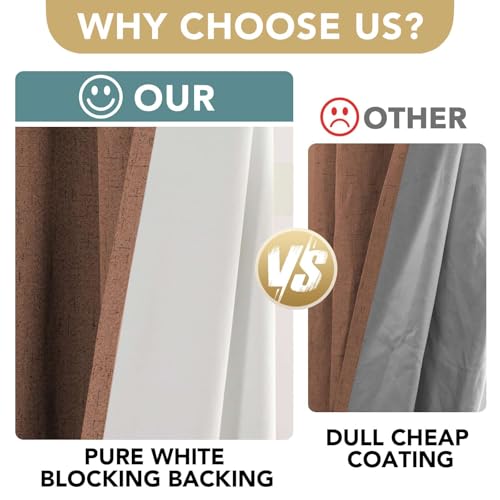 100% Blackout Linen Curtains 54" L 2 Panels Washed Spice (Washed Spice / 52"W x 54"L (Pack of 2))