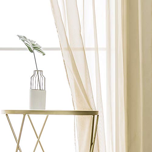2 Panels Sheer Curtains for Living Room 54 X 84 Inches Beige (Beige / 54"W x 84"L (Pack of 2))