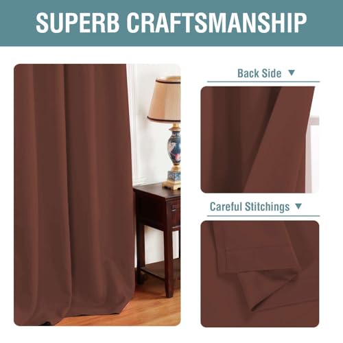 Blackout Curtain for Living Room Thermal Insulated Window Treatment Curtain Extra Long 108 inch Length Energy Saving Solid Grommet Top Blackout Drape (52"W x 108"L (Pack of 1) / Rust)