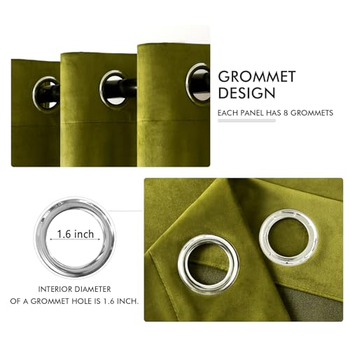Velvet Curtains Light Olive Green 52 x 84 Inch Length Set of 2 (Light Olive / 52"W x 84"L (Pack of 2))