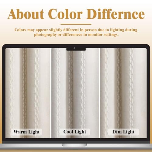 80% Boho Blackout Curtains 96 Inch Linen Blend Drapes 2 Panels (Greige / 52"W x 96"L (Pack of 2))
