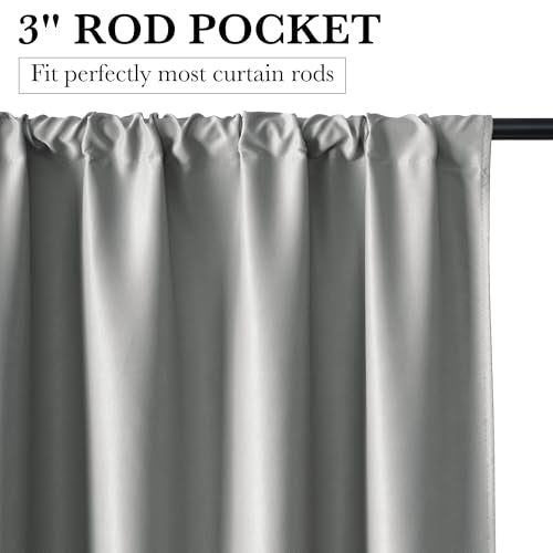 100% Blackout Short Curtains for Small Window (100% Blackout - Sliver Grey / 29"W x 36"L (Pack of 2))