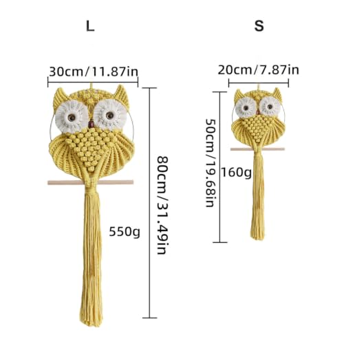 Owl Macrame Wall Hanging (Yellow-S)