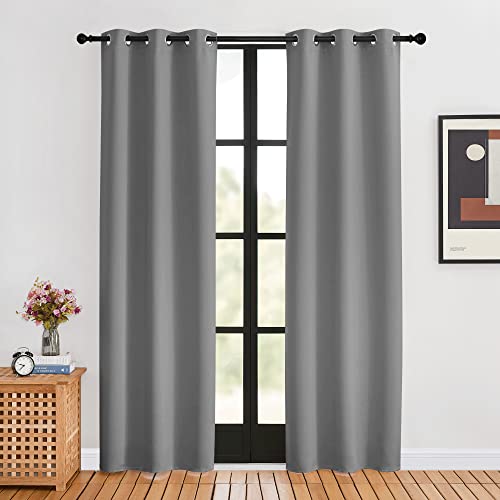 Room Darkening Curtains for Living Room (Silver Gray / 34"W x 80"L (Pack of 2))