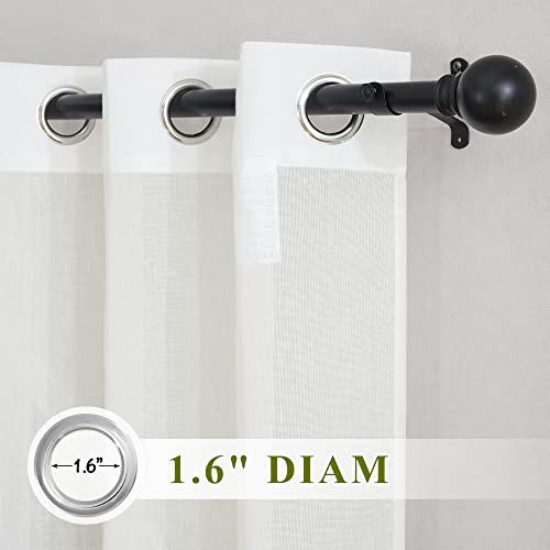 Faux Flax Linen Light Filtering Sheer Curtains for Sliding Door (70"W x 84"L (Pack of 2) / Ivory)
