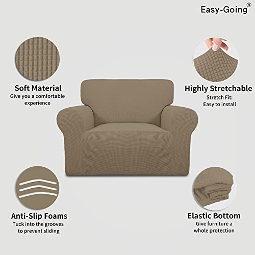 Stretch Oversized Chair Slipcover with Arm Washable Natural (Small-XL Chair / Natural)