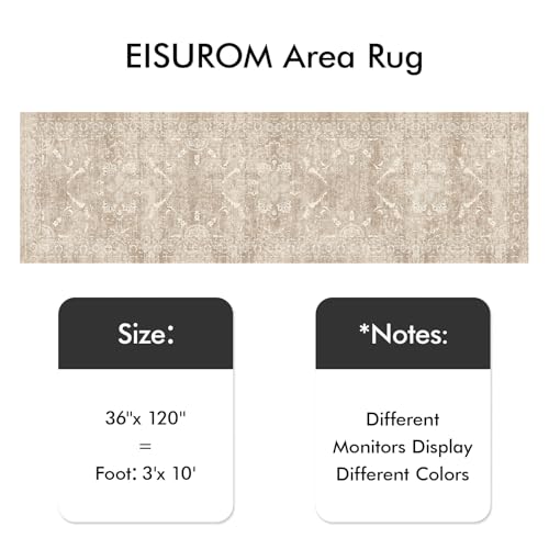3x10 Washable Hallway Runner Rug (Natural Beige / 3x10)