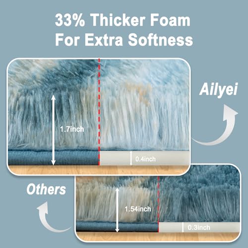 Soft Runner Rugs for Bedroom Hallways (2' x 4' (1 pc) / Abstract Blue)