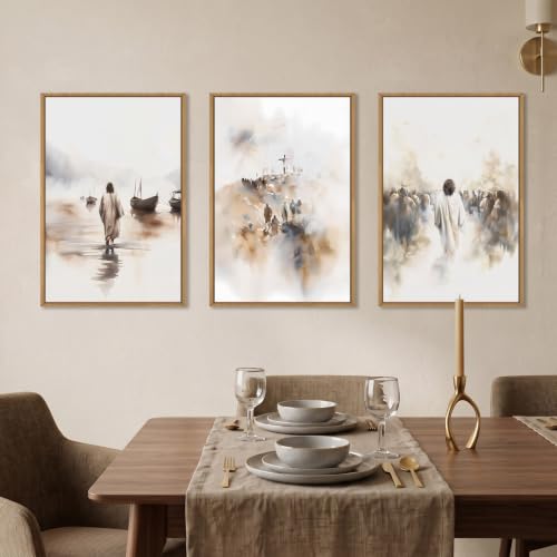 Large Jesus Christian Framed Canvas Wall Art (Christian Jesus Wall Art / 24"L x 36"W)