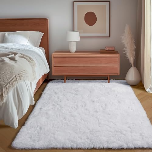 White Area Rugs for Bedroom Living Room (White / 4' x 6' (Rectangular))