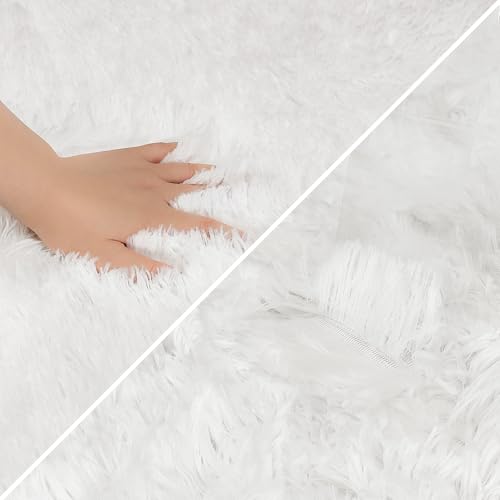 Runner Rug for Bedroom White 2x8ft Fluffy Area Rug Bedside Runner Rug for Kids Room Boys Teens Nursery Baby Living Room Dorm Home Decor Carpets (White / 2' x 8' (Runner))