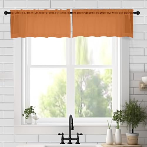 Sheer Valances for Windows 2 Pack (Orange / 42"W x 18"L (Pack of 2))
