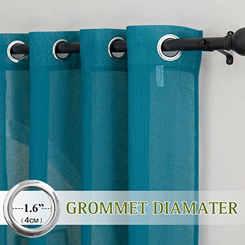 Small Curtains 45 inch Length for Kitchen (52"W x 45"L (Pack of 2) / Peacock Green)
