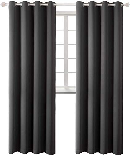 Dark Grey Blackout Curtains for Living Room 96 Inch Long (Dark Grey / 55"W x 96"L (Pack of 2))