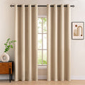 Beige Blackout Bedroom Curtains Drapes 90 Inch Long 52"x90" (Beige / 52"W x 90"L (Pack of 2))